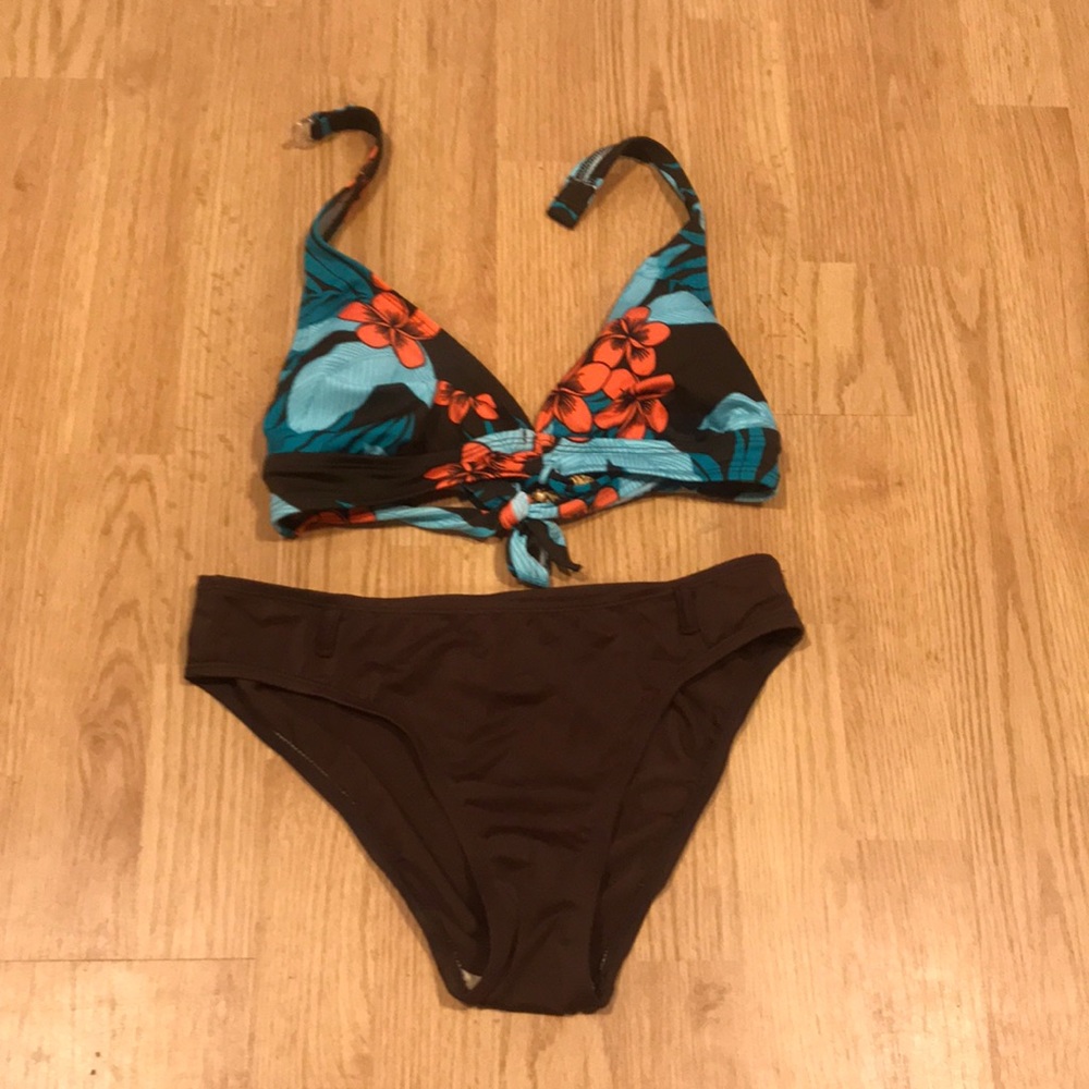 Brown/Teal tropical bikini